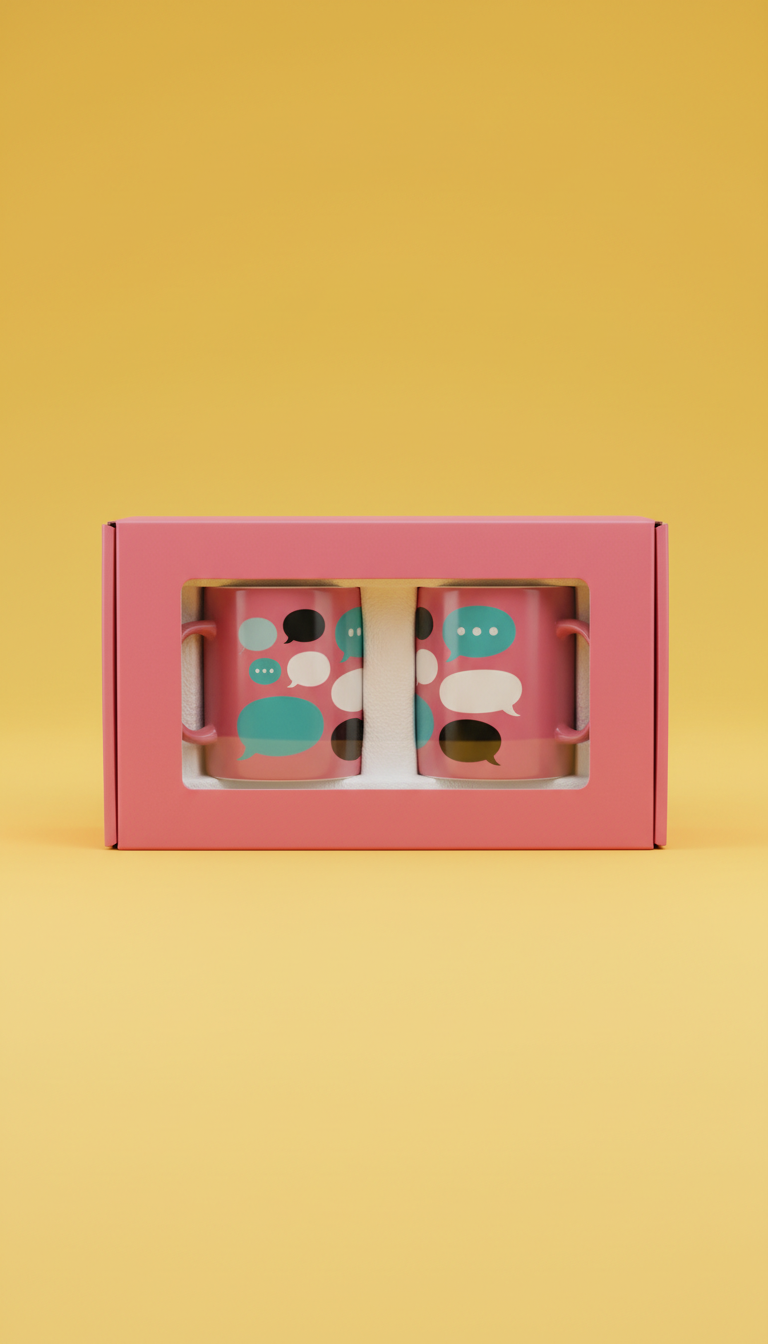 Poppy pink conversation-starting mug set