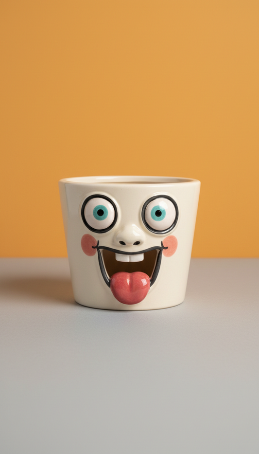 Silly-Face Ceramic Plant Pot
